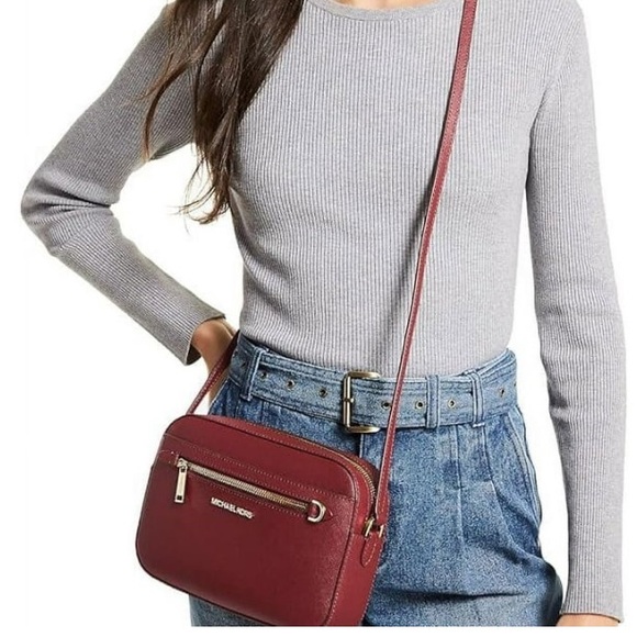 Michael Kors Dark Cherry Zip Chain Crossbody - Picture 2 of 8
